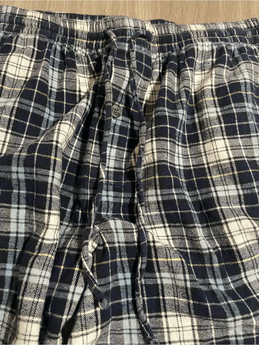 Men's Navy and White Plaid Lounge Pants